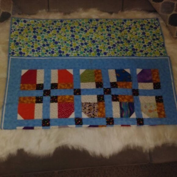 Hand made New Baby quilt multicolor patch bright colorful snuggly soft 100% cott - Picture 11 of 11